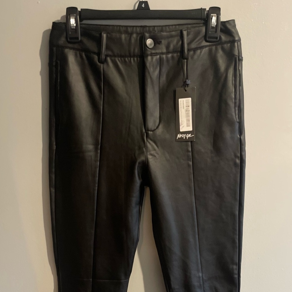 leather baddie pant with foot slit - large